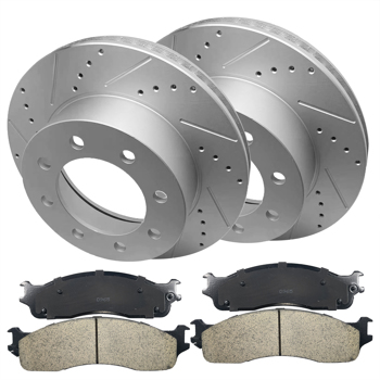 Front Brake Disc Rotors And Ceramic Pads For Dodge Ram 1500 2500 3500 2WD 4WD