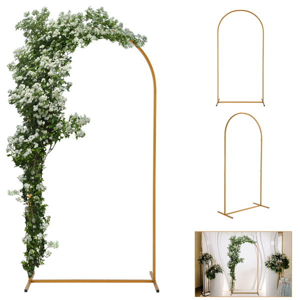 100*200cm For Wedding, Iron, Arc Roof, Door Frame Shape, Water Bag With Floor Nails, Iron Arch, Golden Yellow 
