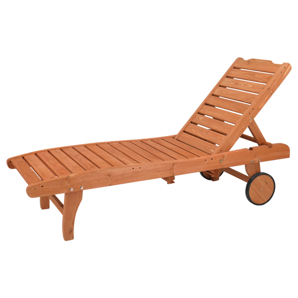 183*58*36.5cm Outdoor Garden Fir With Wheels And Drawers Two-Speed Adjustment Garden Wooden Bed Burlywood
