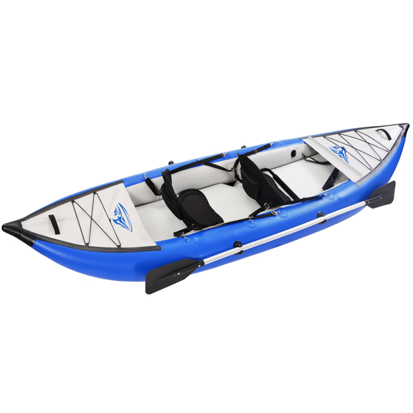 Inflatable Kayak Set with Paddle & Air Pump, Portable Recreational Touring Kayak Foldable Fishing Touring Kayaks, Tandem 2 Person Kayak