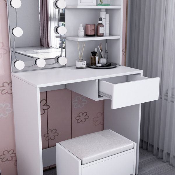  Luxury Dressing Table & Stool Set - Makeup Desk Mirror 10 LED Bulbs Dresser
