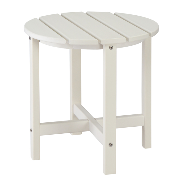 46*46*46cm Single Layer Round HDPE Side Table White