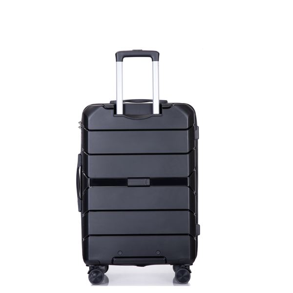 Hardshell Suitcase Spinner Wheels PP Luggage Sets Lightweight Durable Suitcase with TSA Lock,3-Piece Set (20/24/28) ,Black