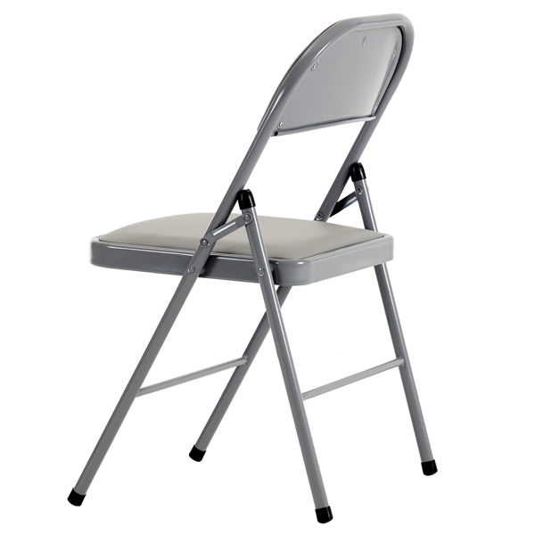 6pcs Elegant Foldable Iron & PVC Chairs for Convention & Exhibition Gray