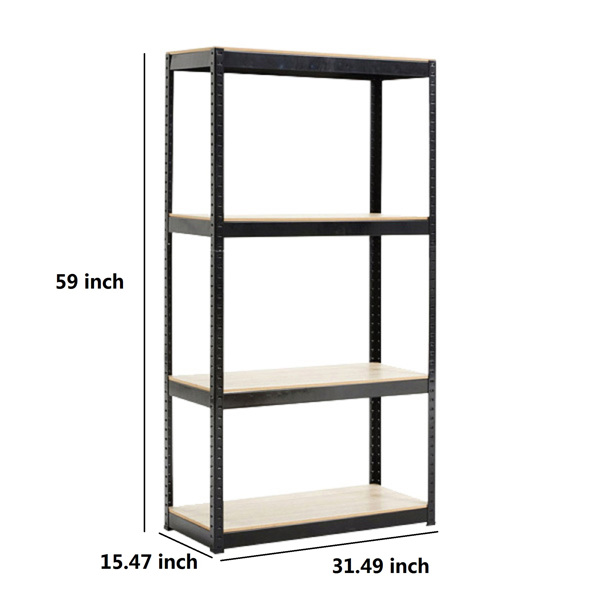 Storage Rack Shelving Unit Storage Shelf  4-Shelf Adjustable Shelves Heavy Duty Display Stand for Books, Tools Bolt-Free Assembly 31.49"x 14.47"x 59” Black (it isn't able to ship on weekend)
