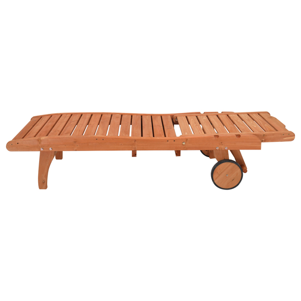 183*58*36.5cm Outdoor Garden Fir With Wheels And Drawers Two-Speed Adjustment Garden Wooden Bed Burlywood