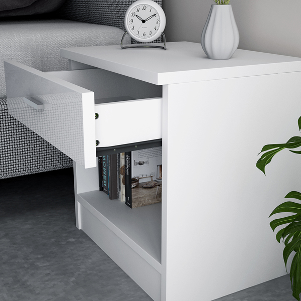 High Gloss White Bedside Table Cabinet 1 Drawer Storeage Nightstand