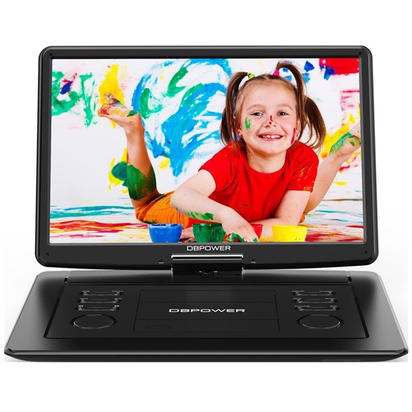 DBPOWER 17.9" Portable DVD Player with 15.6" Large HD Swivel Screen, 6 Hour Rechargeable Battery, Support USB/SD and Multiple Disc Formats, Car Charger, Remote Control, Black, (FBA 发货，周末不发货)