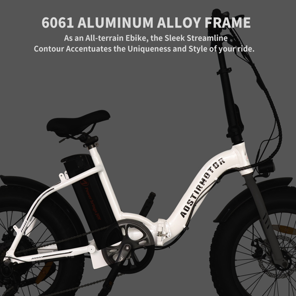 AOSTIRMOTOR Folding Electric Bicycle 500W Motor 20" Fat Tire With 36V/13Ah Li-Battery