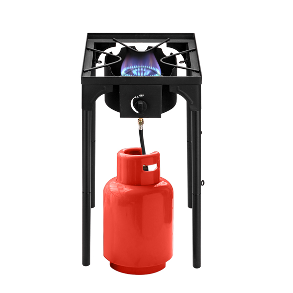 Outdoor Camp Stove High Pressure Propane Gas Cooker Portable Cast Iron Patio Cooking Burner (Single Burner 75000-BTU)