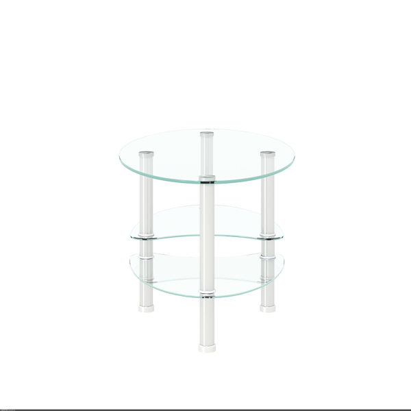 Transparent Oval glass coffee table, modern table with stainless steel leg, tea table 3-layer glass table for living room