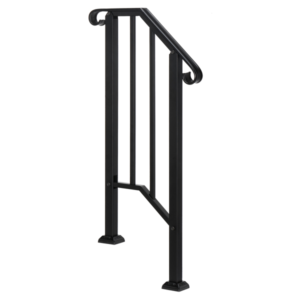 Artisasset Matte Black Outdoor 1st Tier Iron Handrail 