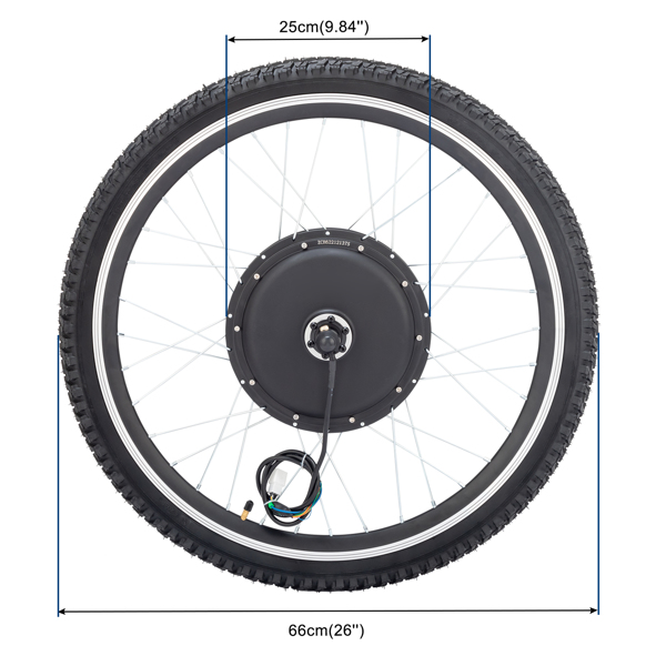 26in 500W Rear Drive With Tires Bicycle Modification Parts Black