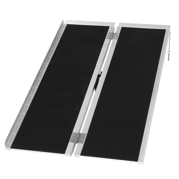 Non-Skid Wheelchair Ramp 4FT, Threshold Ramp with a Non-Slip Surface, Portable Aluminum Foldable Mobility Scooter Ramp, for Home, Steps, Stairs, Doorways, Curbs