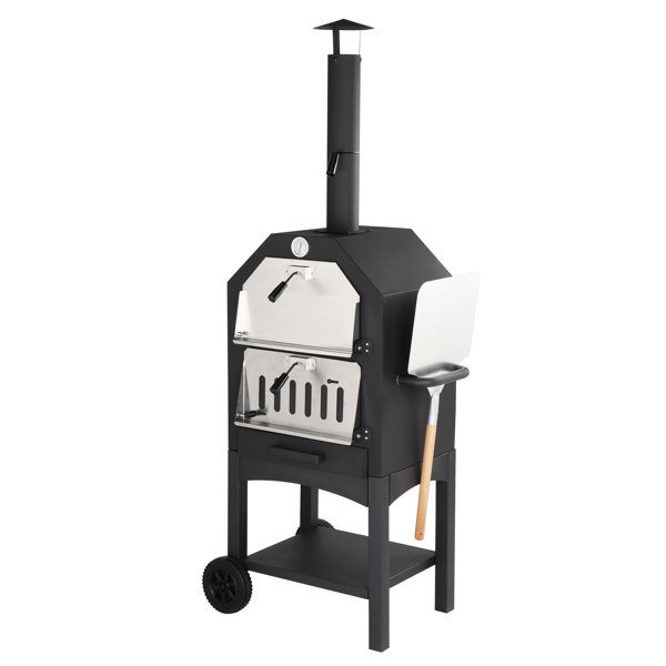 Outdoor Wood Fired Pizza Oven with Pizza Stone, Pizza Peel, Grill Rack,  for Backyard and Camping
