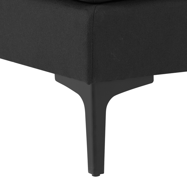 U-shaped Soft-Covered Armrest Backrest Seat Pull Point Wooden Frame Iron Frame Black Feet Indoor Sectional Sofa Black