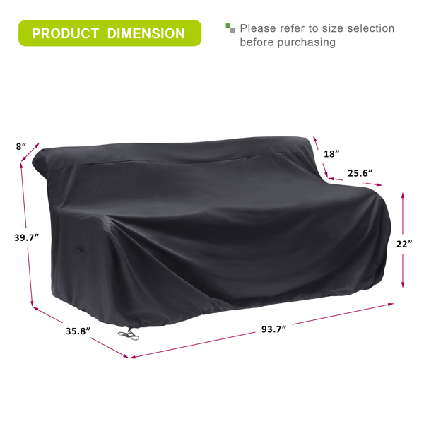 Outdoor Furniture Sets Cover, Durable and Waterproof 420D Oxford Cloth Patio Conversation Sofa Cover,93.7"Lx 35.8"W x 39.7"H,Black