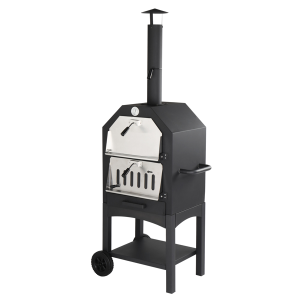 Outdoor Wood Fired Pizza Oven with Pizza Stone, Pizza Peel, Grill Rack,  for Backyard and Camping