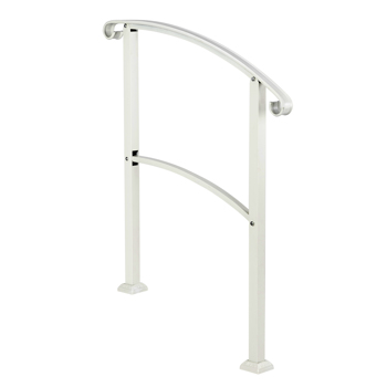 Artisasset Outdoor 1-3 Steps Adjustable Wrought Iron Handrails White 