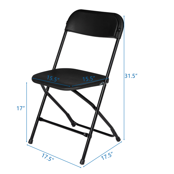 5 Pack Black Plastic Folding Chair, Indoor Outdoor Portable Stackable Commercial Seat with Steel Frame 260lb. Capacity for Events Office Wedding Party Picnic Kitchen Dining(NOT INCLUDE TABLE)