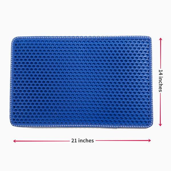 Cat Litter Mat, Kitty Litter Trapping Mat, Double Layer Mats with MiLi Shape Scratching design, Urine Waterproof, Easy Clean, Scatter Control  21" x 14"  Blue（same as JYD-GT-MSD-BLUE）