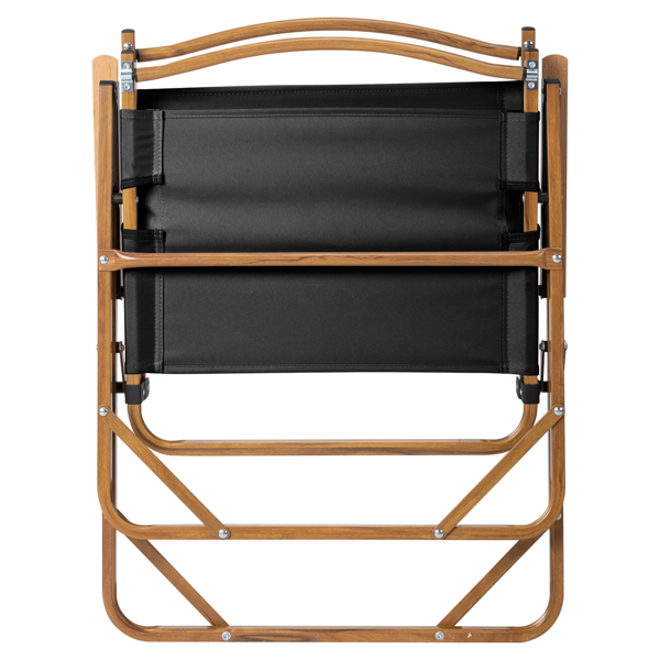 54.5*58*73.5cm Large Aluminum Frame 600D Khaki Oxford Fabric Loading 100kg Imitation Wood Grain Spray Paint Camping Chair Black