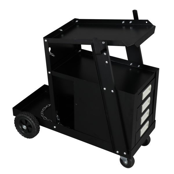 4 Drawers Portable Wheels Steel Welding Cart Black