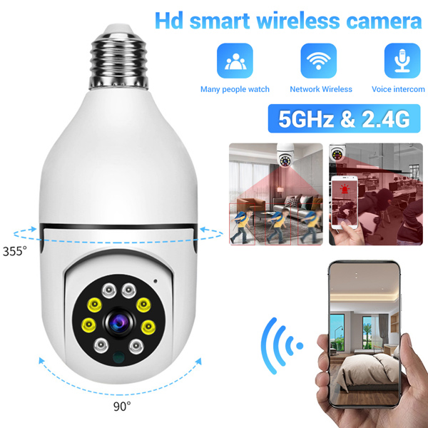 5G 360° WiFi IP Camera E27 Light Bulb 1080P HD Wireless Home Security IR Cam