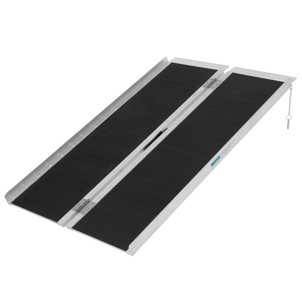 Non-Skid Wheelchair Ramp 4FT, Threshold Ramp with a Non-Slip Surface, Portable Aluminum Foldable Mobility Scooter Ramp, for Home, Steps, Stairs, Doorways, Curbs