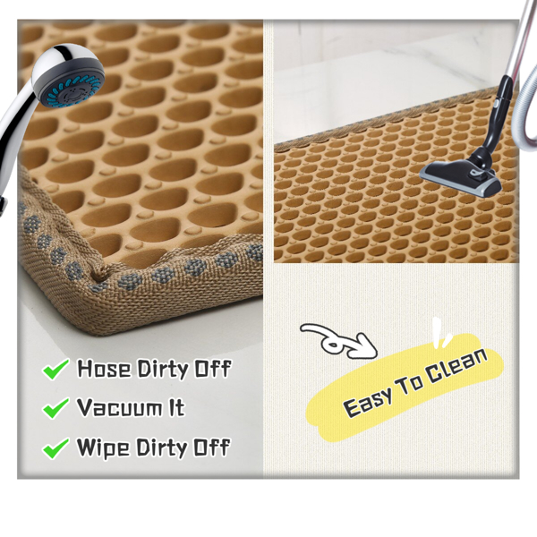 Cat Litter Mat, Kitty Litter Trapping Mat, Double Layer Mats with MiLi Shape Scratching design, Urine Waterproof, Easy Clean, Scatter Control  21" x 14"  Yellow （same as JYD-GT-MSD-YELLOW）