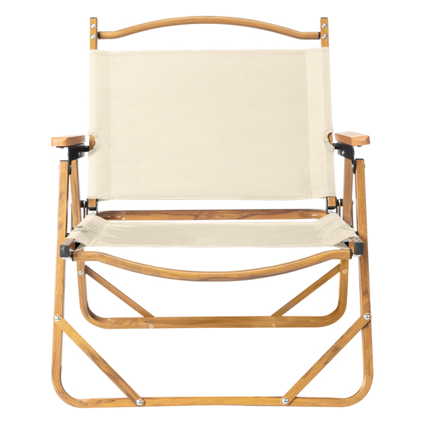 53*55*61cm Medium Size Aluminum Frame 600D Khaki Oxford Cloth Bearing 100kg Imitation Wood Grain Spray Paint Camping Chair Khaki