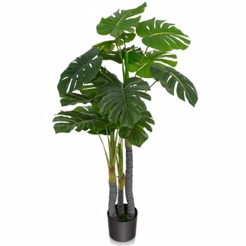 4 FT Artificial Tree Palm Fake Plant Artificial Leaves in Pot for Indoor Outdoor Home Patio Office Modern Decor