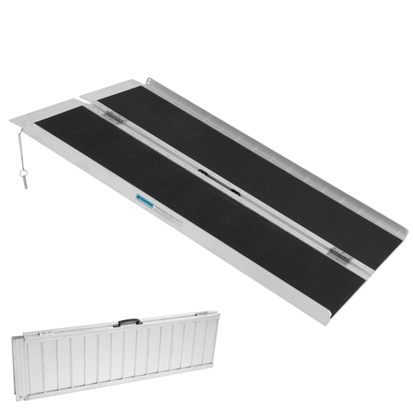 Non-Skid Wheelchair Ramp 4FT, Threshold Ramp with a Non-Slip Surface, Portable Aluminum Foldable Mobility Scooter Ramp, for Home, Steps, Stairs, Doorways, Curbs