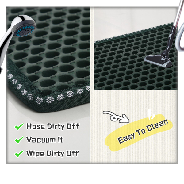 Cat Litter Mat, Kitty Litter Trapping Mat, Double Layer Mats with MiLi Shape Scratching design, Urine Waterproof, Easy Clean, Scatter Control  21" x 14"  Green（same as JYD-GT-MSD-GREEN）