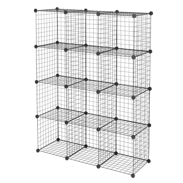 12-Cube Organizer Cube Storage Storage Shelves Wire Cube Storage Origami Shelves Metal Grid Multifunction Shelving Unit Modular Cubbies Organizer Bookcase