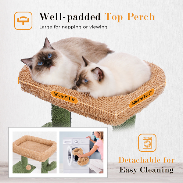 Cactus Cat Tree Cat Tower with Sisal Covered Scratching Post and Cozy Condo Cat Climbing Stand with Plush Perch &Soft Hammock for Indoor Cats(Minimum Retail Price for US: USD 79.99)