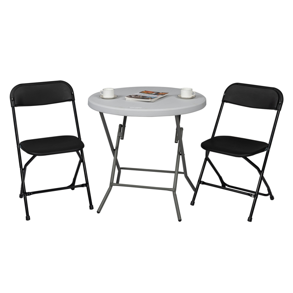 5 Pack Black Plastic Folding Chair, Indoor Outdoor Portable Stackable Commercial Seat with Steel Frame 260lb. Capacity for Events Office Wedding Party Picnic Kitchen Dining(NOT INCLUDE TABLE)