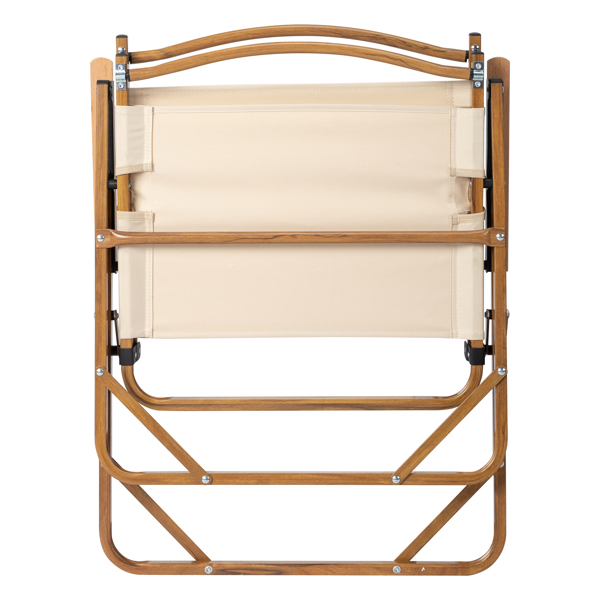 54.5*58*73.5cm Large Aluminum Frame 600D Khaki Oxford Fabric Loading 100kg Imitation Wood Grain Spray Paint Camping Chair Khaki