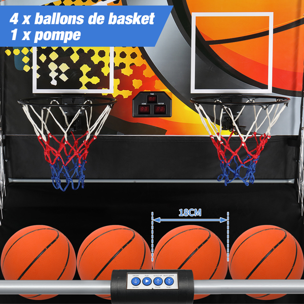 Indoor basketball, arcade game, double basket electronic shooting, 2 players, 4 balls