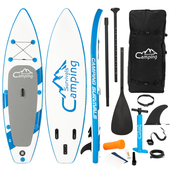 11\\' Adult Inflatable SUP Stand Up Paddle Board White & Dark Blue & Black