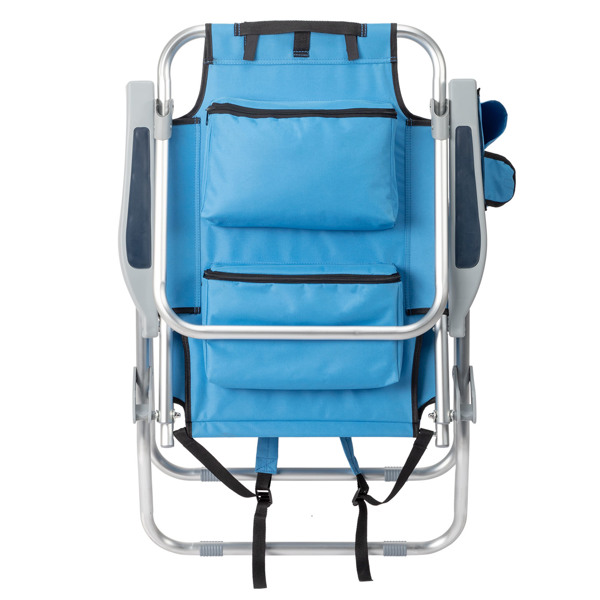 63*70*99cm Heightened Oxford Cloth Silver White Aluminum Tube Bearing 100kg Beach Chair Blue