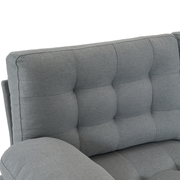 U-shaped Soft-Covered Armrest Backrest Seat Pull Point Wooden Frame Iron Frame Black Feet Indoor Sectional Sofa Light Gray