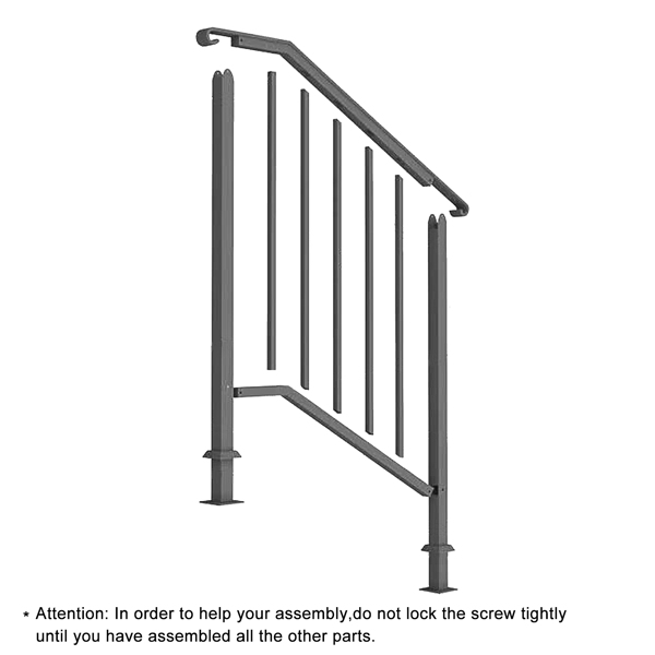 Artisasset Matte Black Outdoor 2-Step Iron Handrail 