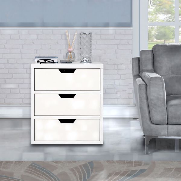 Bedside table with wireless charging station, bedside table with lockers and storage drawers, bedside table sofa coffee table, white