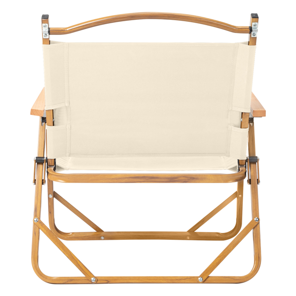 53*55*61cm Medium Size Aluminum Frame 600D Khaki Oxford Cloth Bearing 100kg Imitation Wood Grain Spray Paint Camping Chair Khaki
