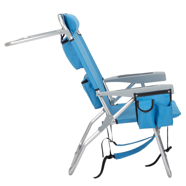 63*70*99cm Heightened Oxford Cloth Silver White Aluminum Tube Bearing 100kg Beach Chair Blue