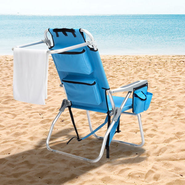 63*70*99cm Heightened Oxford Cloth Silver White Aluminum Tube Bearing 100kg Beach Chair Blue