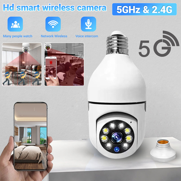 5G 360° WiFi IP Camera E27 Light Bulb 1080P HD Wireless Home Security IR Cam