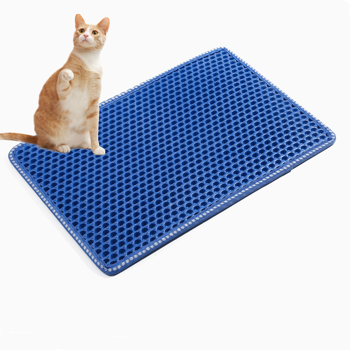 Cat Litter Mat, Kitty Litter Trapping Mat, Double Layer Mats with MiLi Shape Scratching design, Urine Waterproof, Easy Clean, Scatter Control  21\\" x 14\\"  Blue