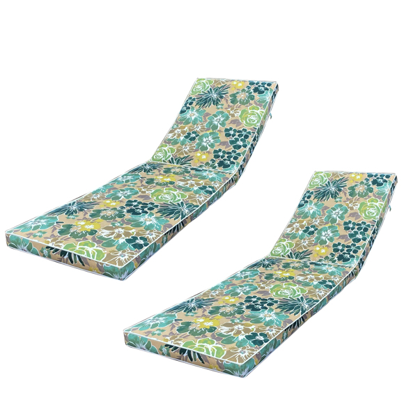 2PCS Set Outdoor Lounge Chair Cushion Replacement Patio Funiture Seat Cushion Chaise Lounge Cushion (Blue flower)  [Sale to Temu is Banned.Weekend can not be shipped, order with caution]